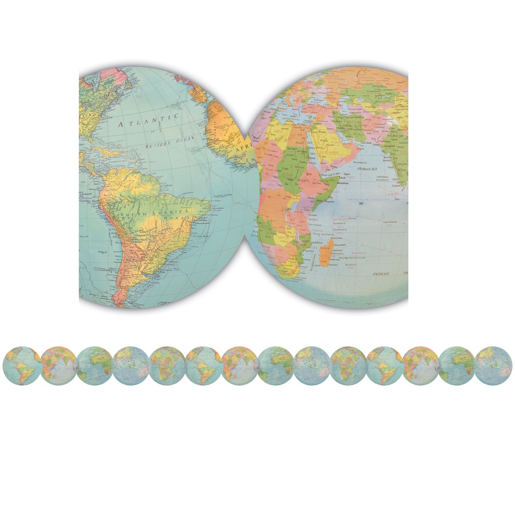 Travel the Map Globes Die-Cut Border Trim