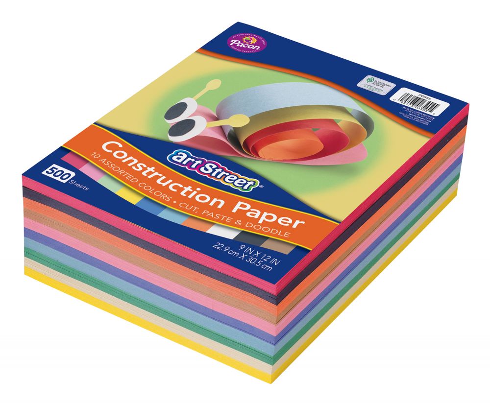 500 Sheet Art Street Lightweight Construction Paper 9" x 12" Assorted