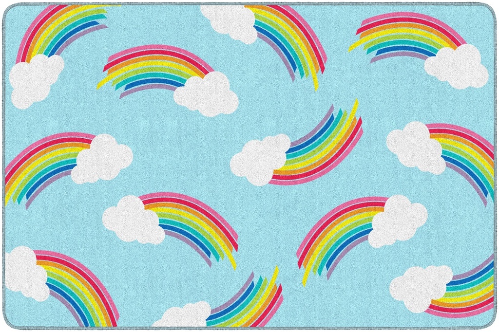 Schoolgirl Style Hello Sunshine Whimsical Rainbows 5' X 7'6" Rectangle Carpet 