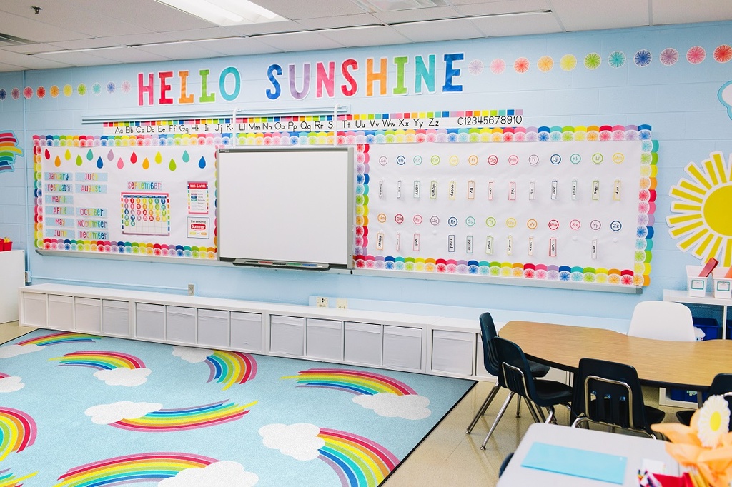 Schoolgirl Style Hello Sunshine Whimsical Rainbows 7'6" X 12' Rectangle Carpet 