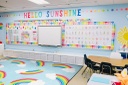 Schoolgirl Style Hello Sunshine Whimsical Rainbows 7'6" X 12' Rectangle Carpet 