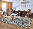 Schoolgirl Style Simply Stylish Black & White Tile  5' X 7'6" Rectangle Carpet 