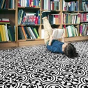 Schoolgirl Style Simply Stylish Black & White Tile  7'6" X 12' Rectangle Carpet 