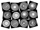 Circles Black And White Set Of 12 Seating Squares (CW186015S12 CS)