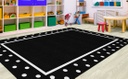 Simply Stylish Tropical Black & White Polka Dot Border 7'6" X 12' Rectangle Carpet