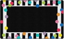 Just Teach Black White & Bright Polka Dot Border 5' X 7'6" Rectangle Carpet