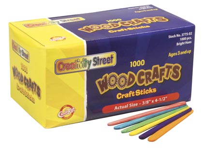 1000ct Colored Wood Craft Sticks 4.5in X 3/8in