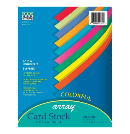 100ct 8.5x11 Assorted 10 Color Card Stock