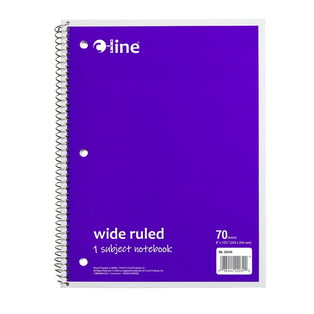 Purple One Subject 70 Sheet Spiral Notebook