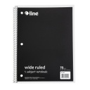 Black One Subject 70 Sheet Spiral Notebook