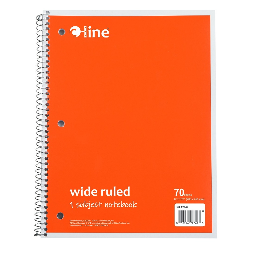 Orange One Subject 70 Sheet Spiral Notebook