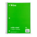 Green One Subject 70 Sheet Spiral Notebook