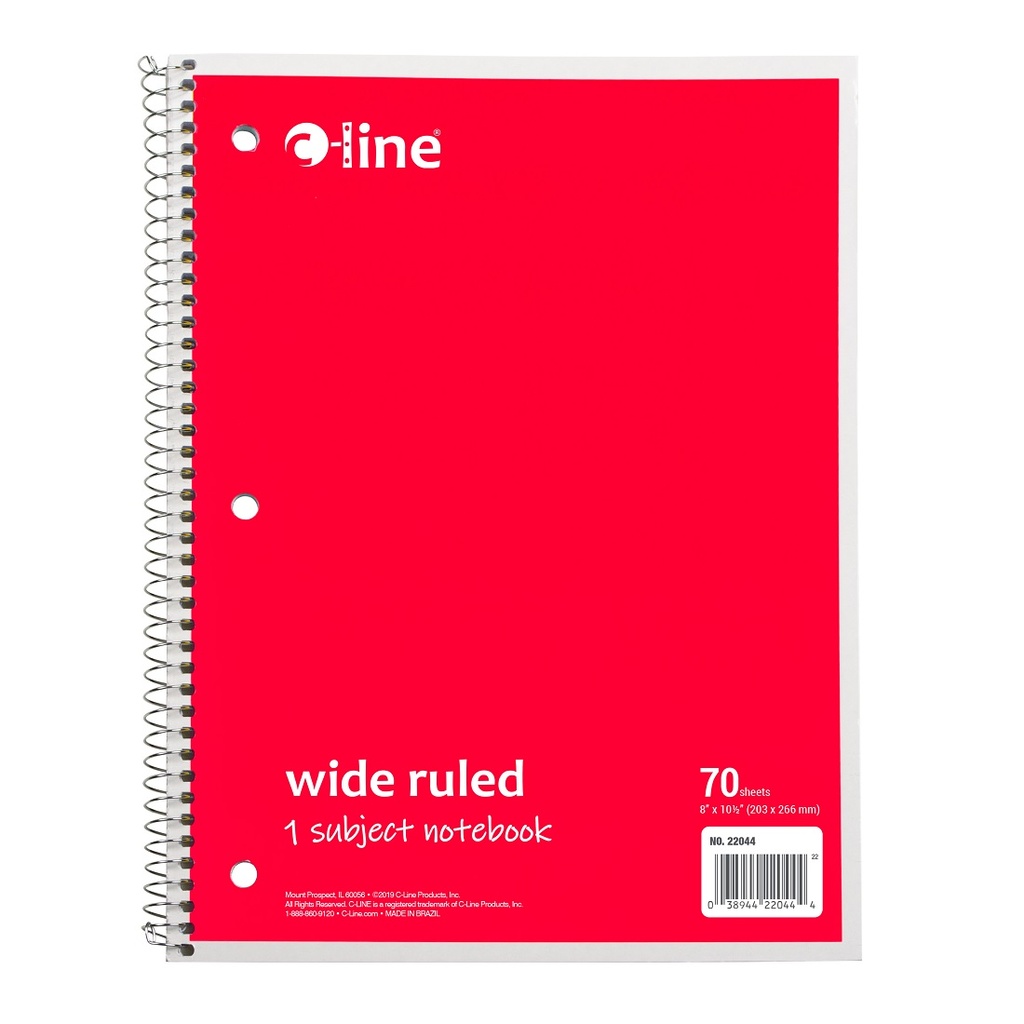 Red One Subject 70 Sheet Spiral Notebook