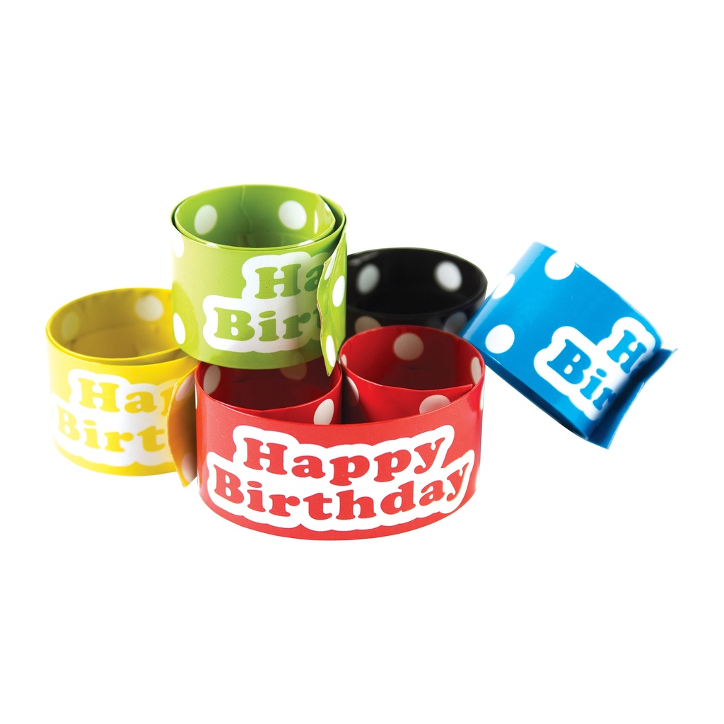 10ct Polka Dots Happy Birthday Slap Bracelets