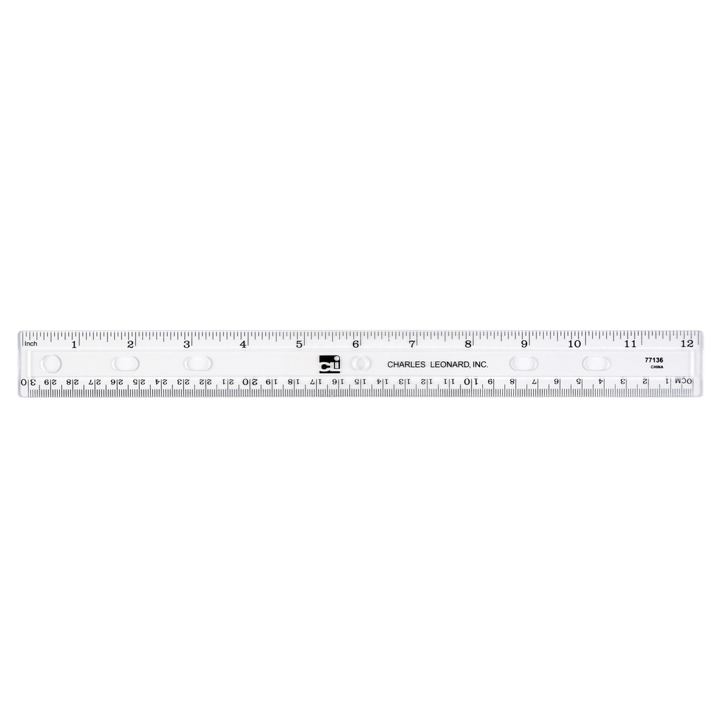 12 inch Clear Plastic Ruler Each