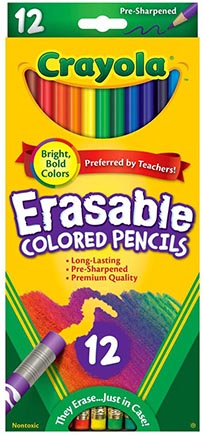 12ct Crayola Erasable Colored Pencils