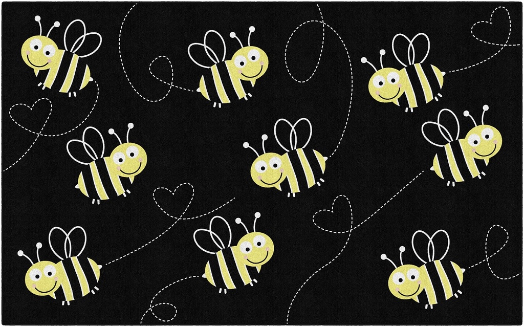 Bees On Black 7'6" X 12' Rectangle Carpet