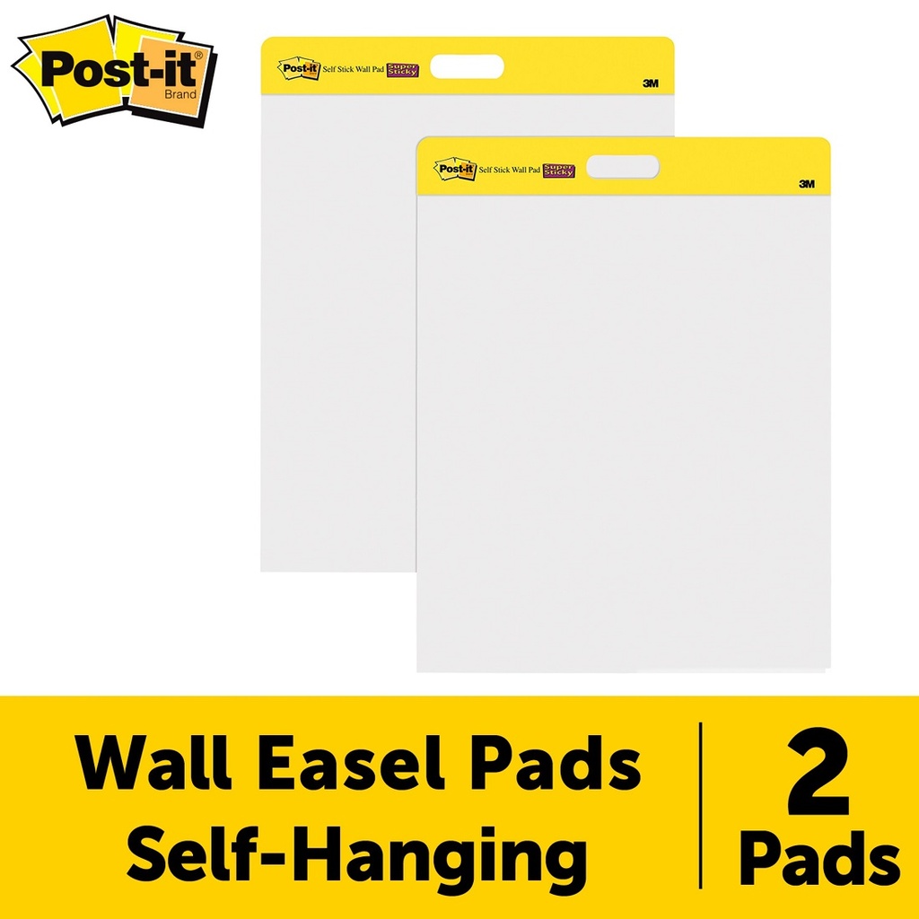 2ct Post-It Self Stick White Unruled Wall Pads