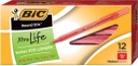 Bic Xtra Life Round Stic Pens - 12ct Red Medium Point (1.0mm)