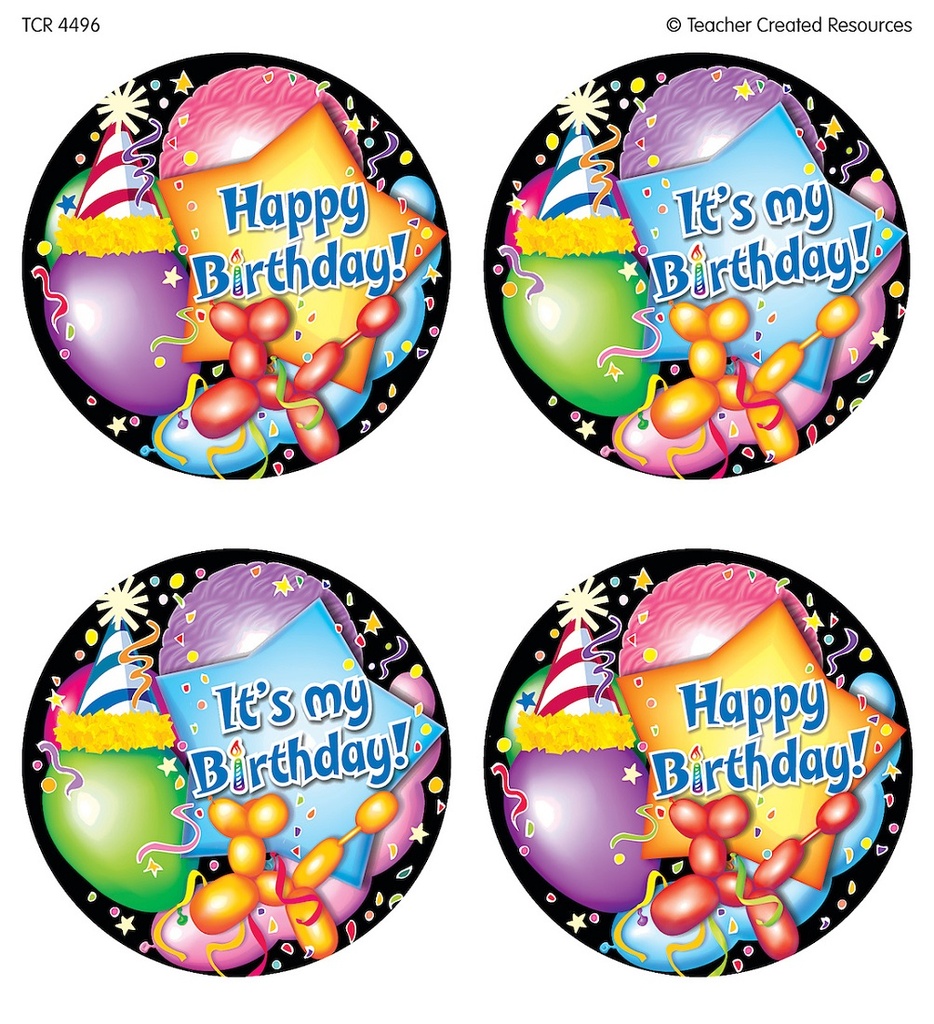 32ct Happy Birthday Wear 'Em Badges