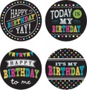 32ct Chalkboard Brights Happy Birthday Wear 'Em Badges