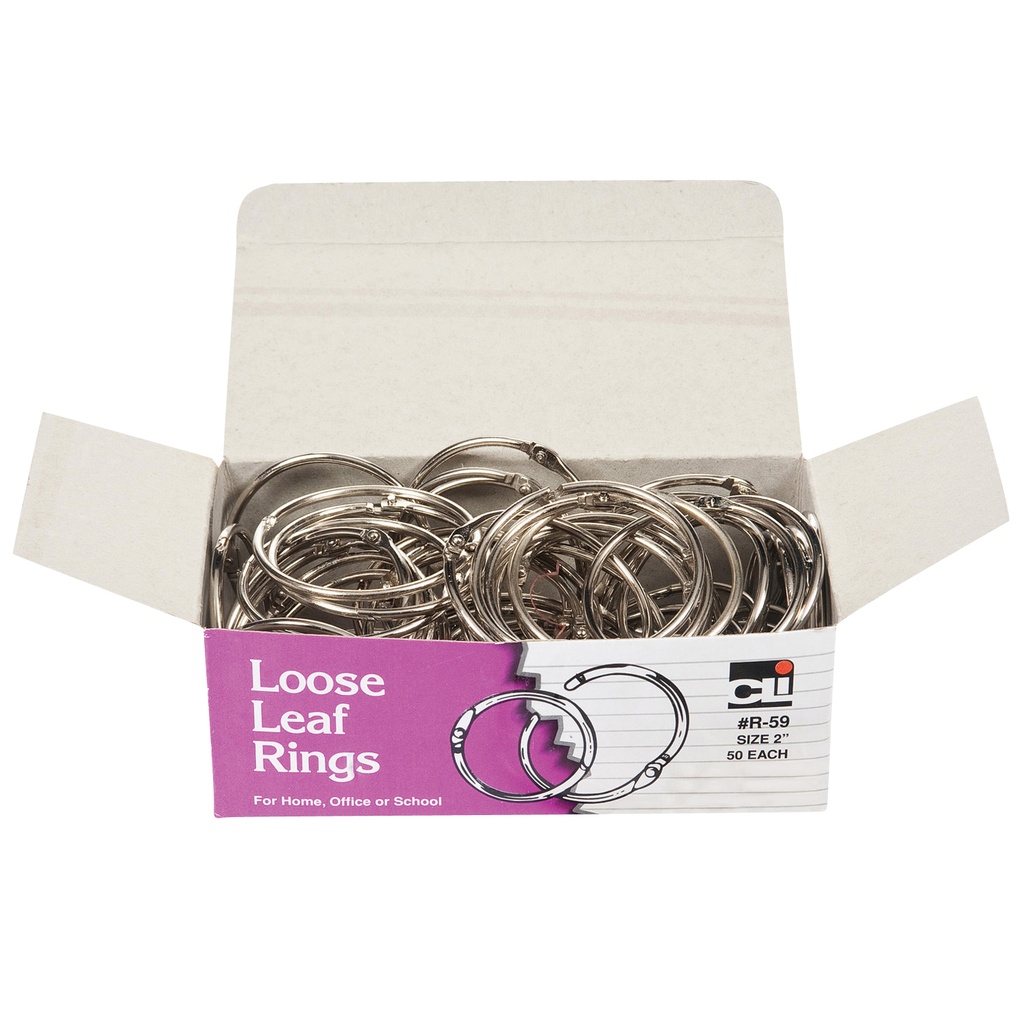 2 Inch Loose Leaf Rings Box Of 50