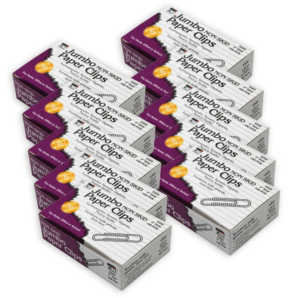 Paper Clips Non-Skid Jumbo 10 pack