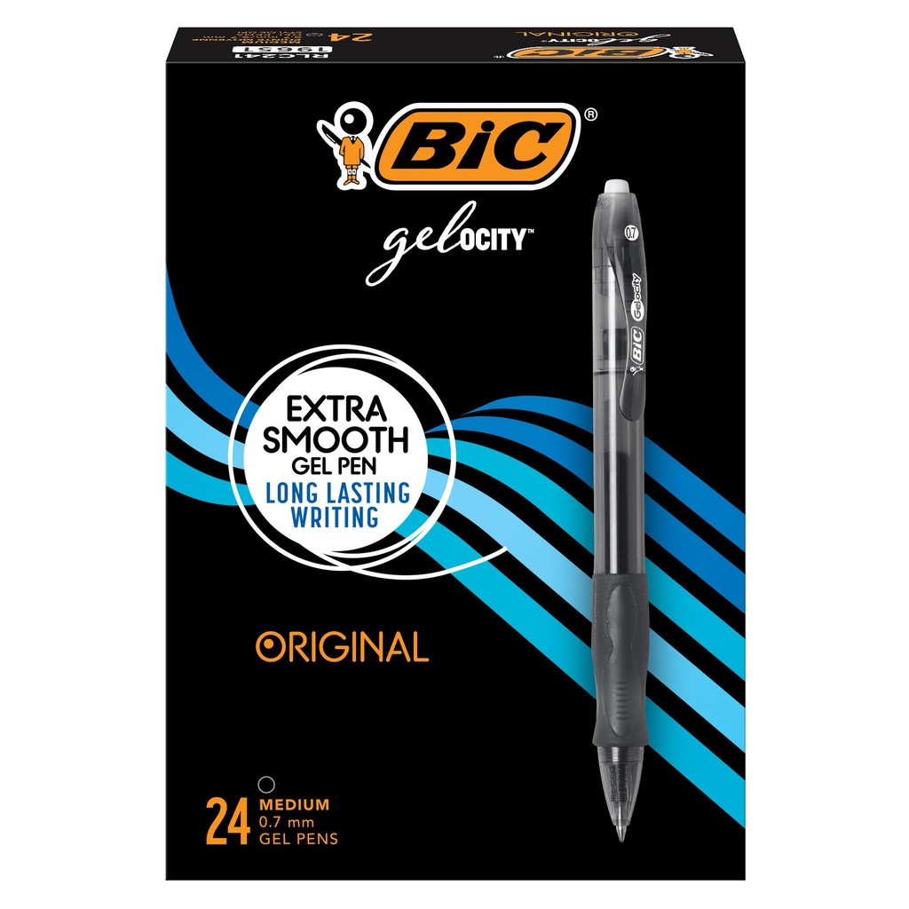 24ct Black Bic Gelocity Retractable Gel Pens