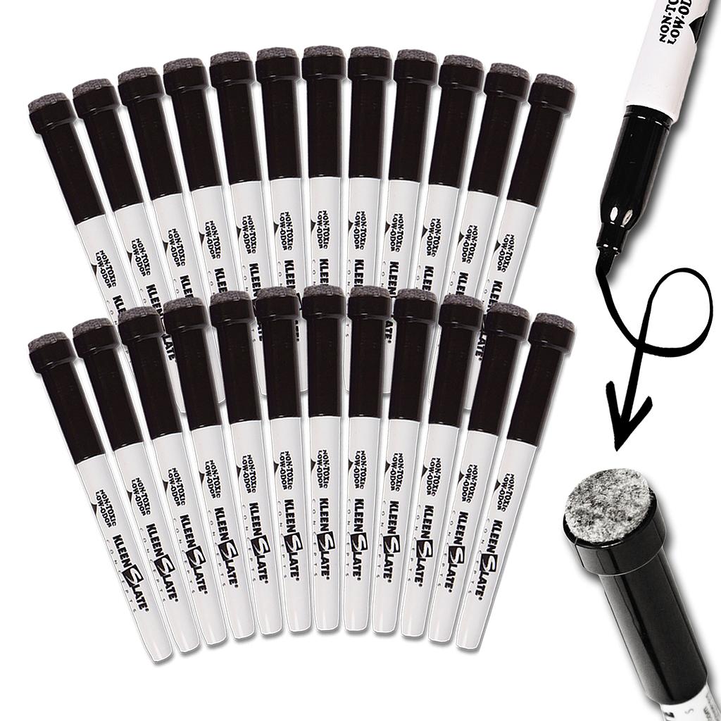 KleenSlate Black Small Dry Erase Markers with Eraser