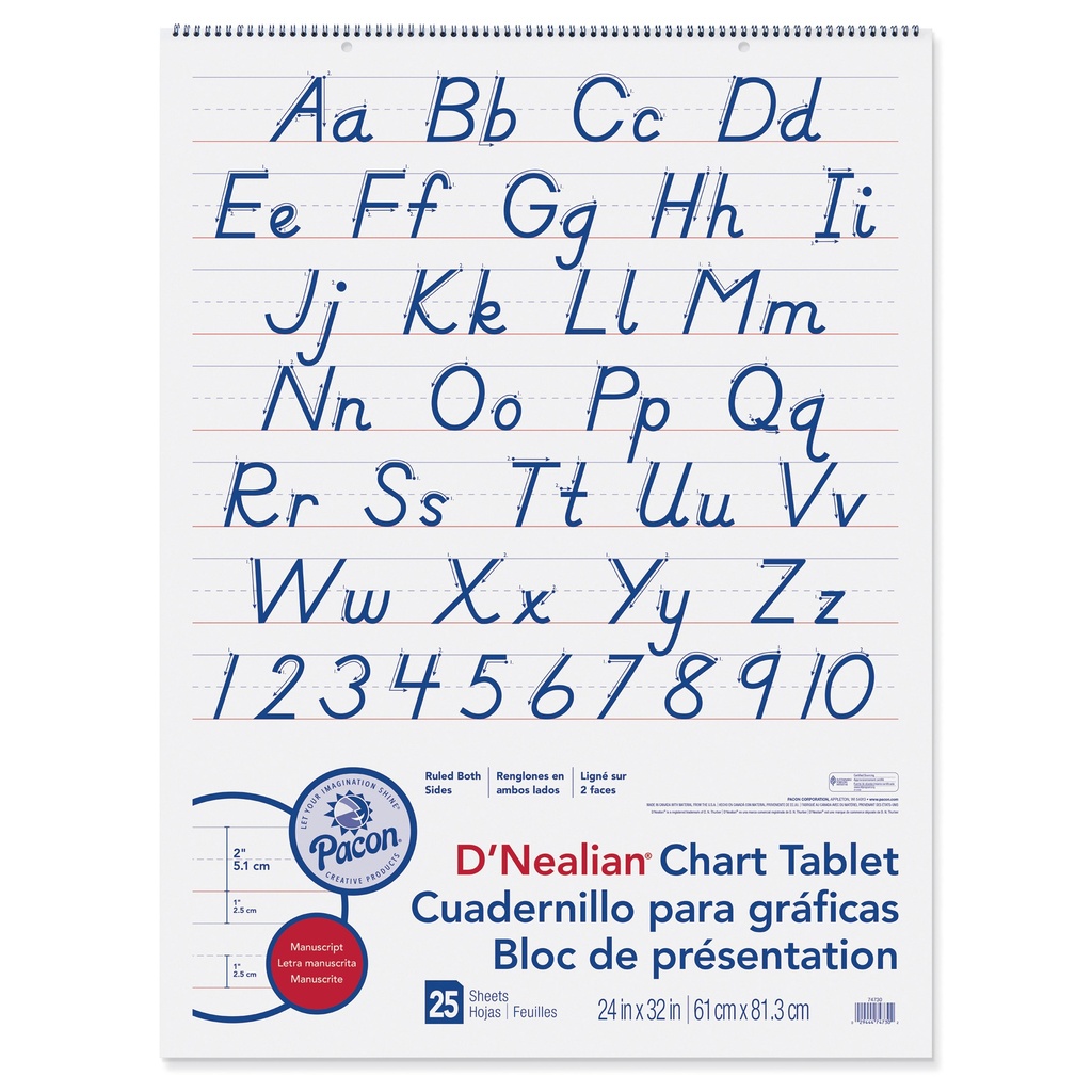 24x32 2in Rule DNealian Manuscript Chart Tablet