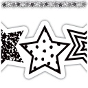 35' Black and White Stars Die-Cut Border Trim