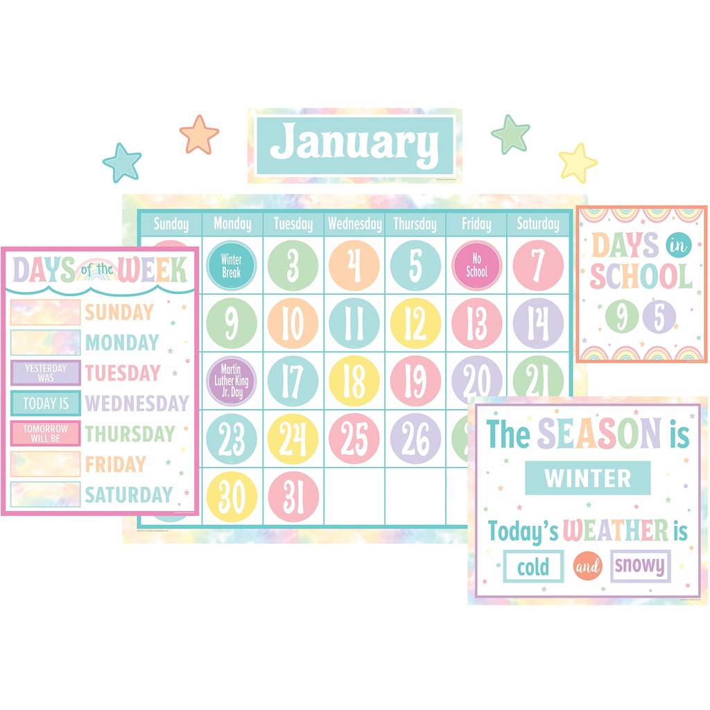 Pastel Pop Calendar Bulletin Board Set