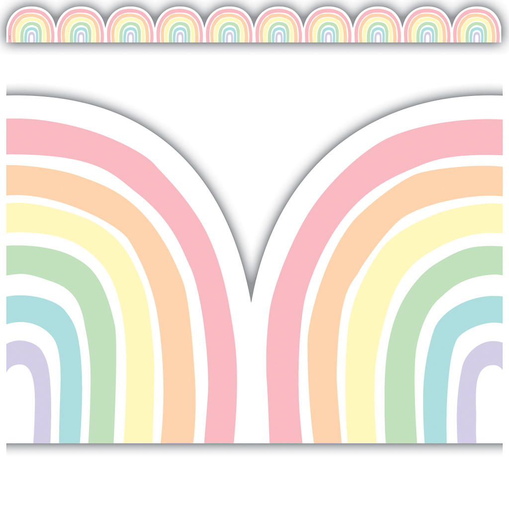 35' Pastel Pop Rainbows Die-Cut Border Trim