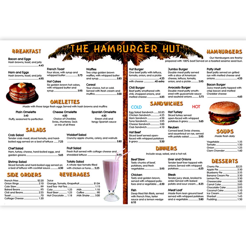 Menu Math: The Hamburger Hut Book, 6 Extra Menus