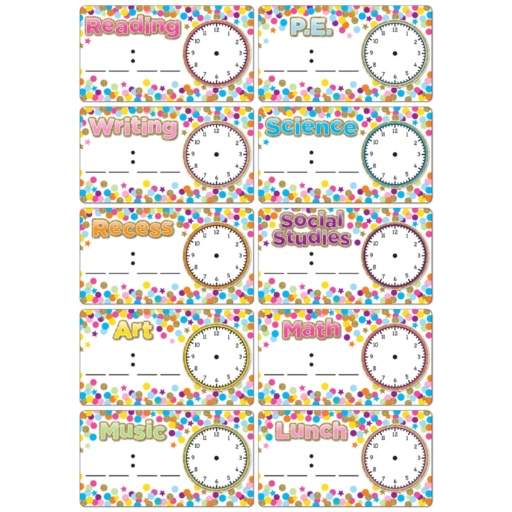 Confetti Schedule Cards Die-Cut Magnets