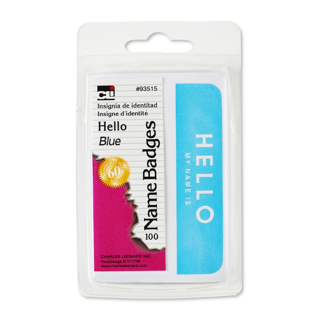 100ct Self-Adhesive Blue Hello Name Badges