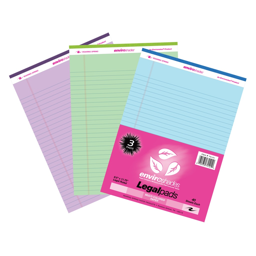 3ct Assorted Enviroshades Standard Legal Pads