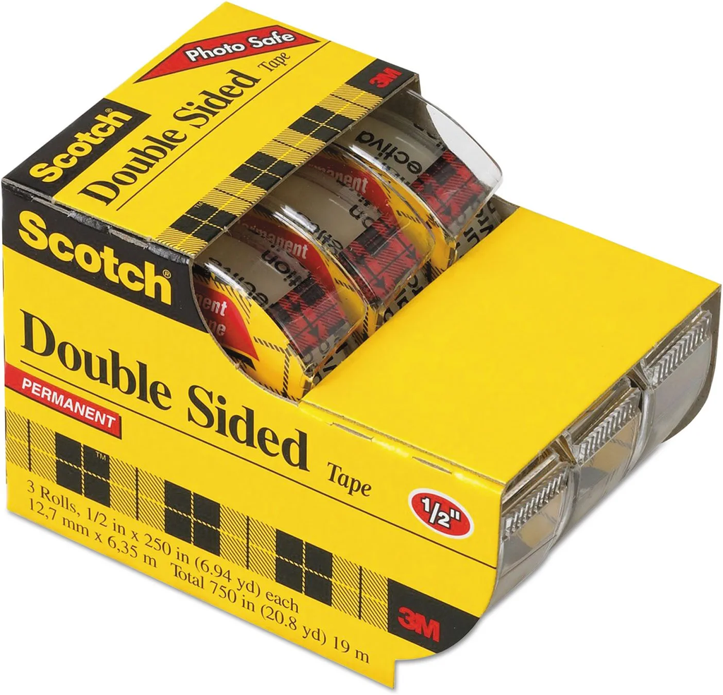 Double Sided Tape - 3 Rolls 1/2 In X 250 In