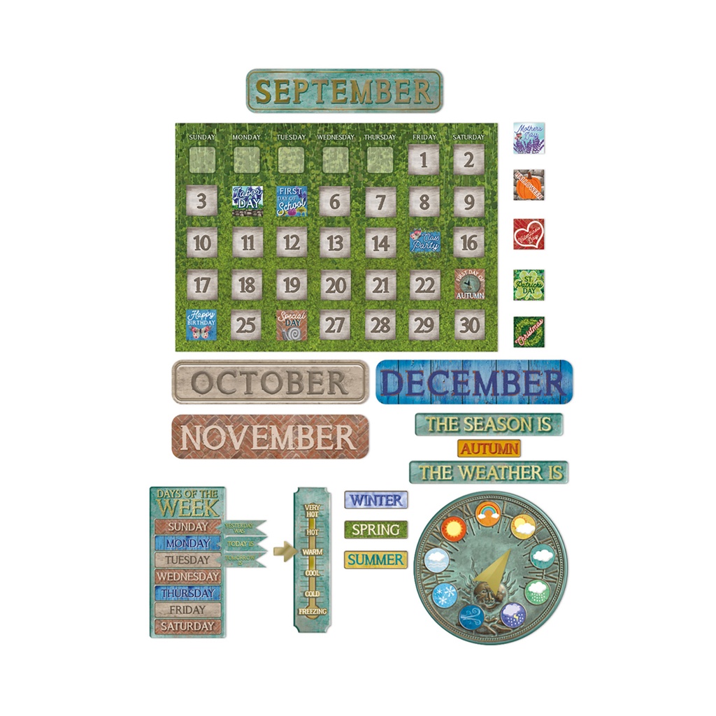 Curiosity Garden Calendar Bulletin Board Set