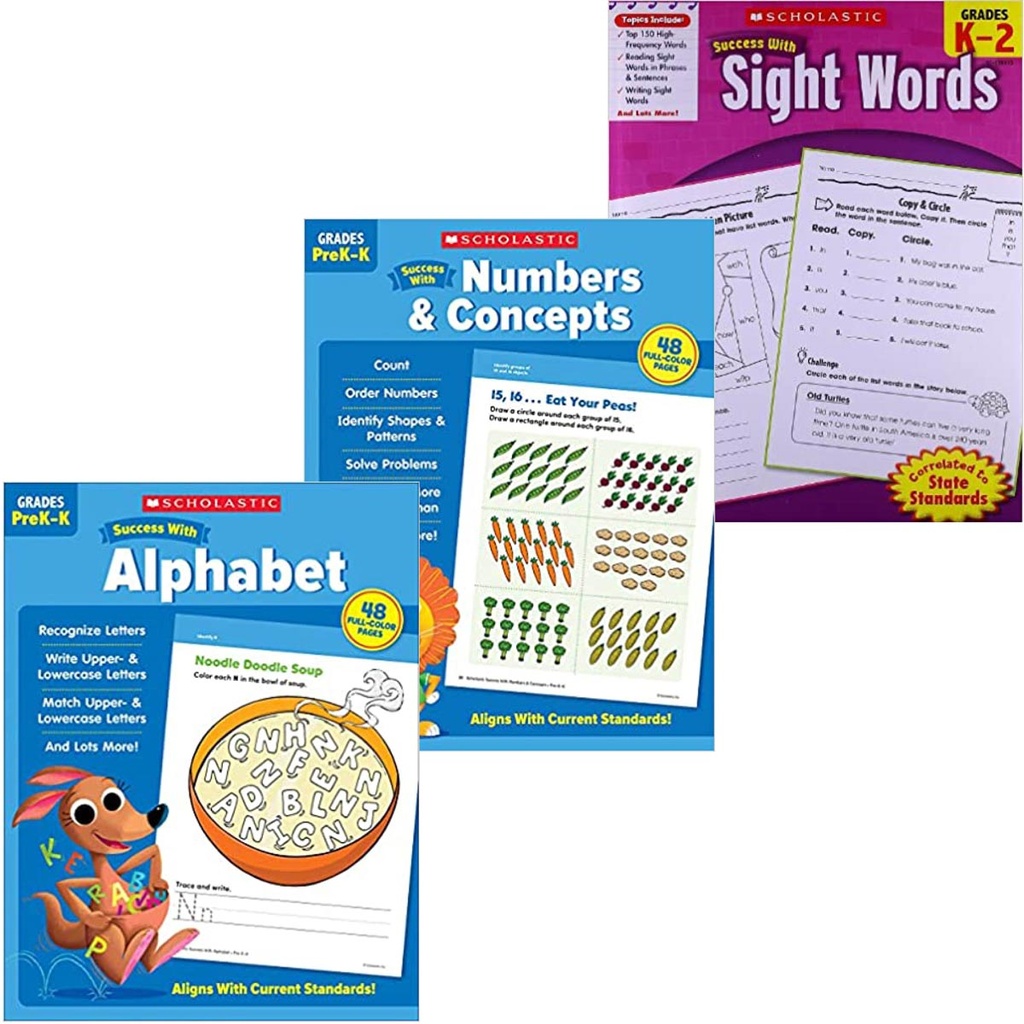 Scholastic Early Learning Success Workbooks, 3 Book Set