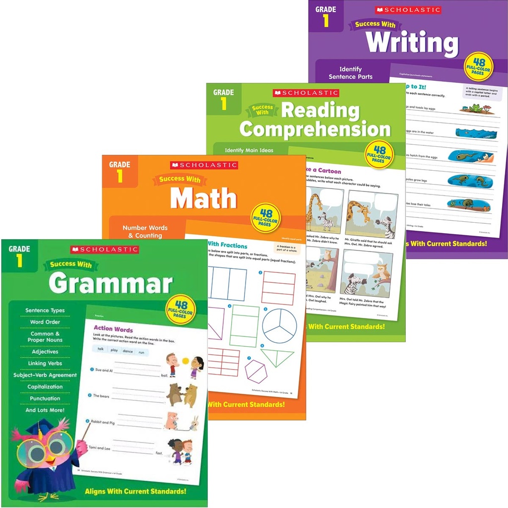 Scholastic First Grade Success Workbooks, 4 Book Set