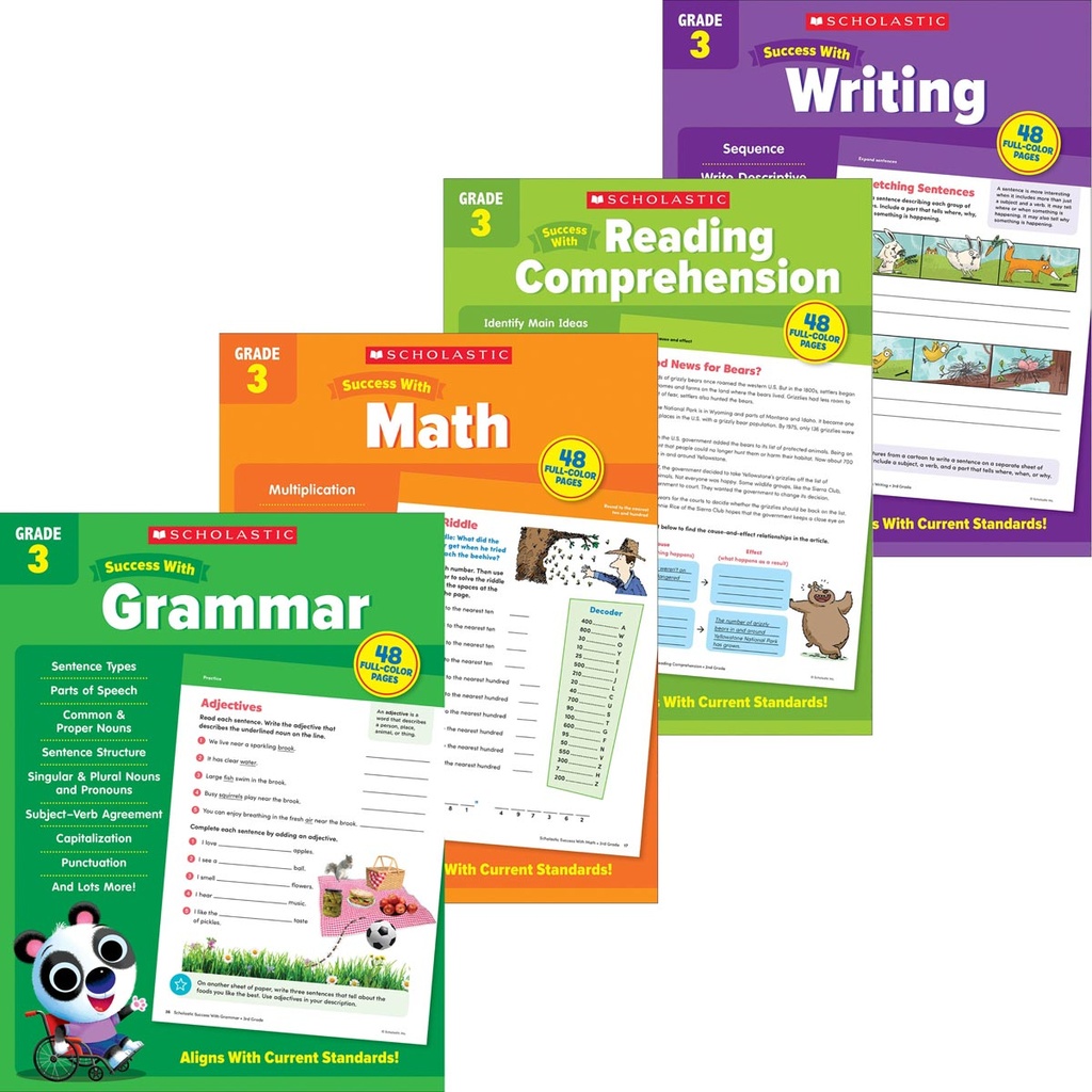 Scholastic Third Grade Success Workbooks, 4 Book Set