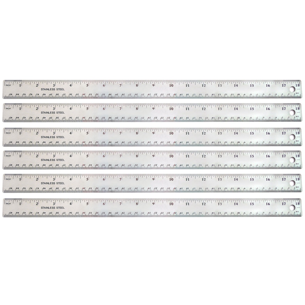 Stainless Steel Ruler, 18", Pack of 6