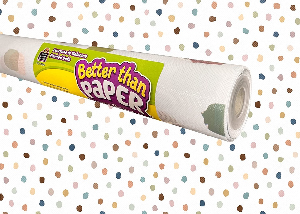 Better Than Paper Bulletin Board Roll, Everyone is Welcome Painted Dots, 4-Pack