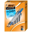 36ct Bic Round Stic Grip Ball Pen Assortment