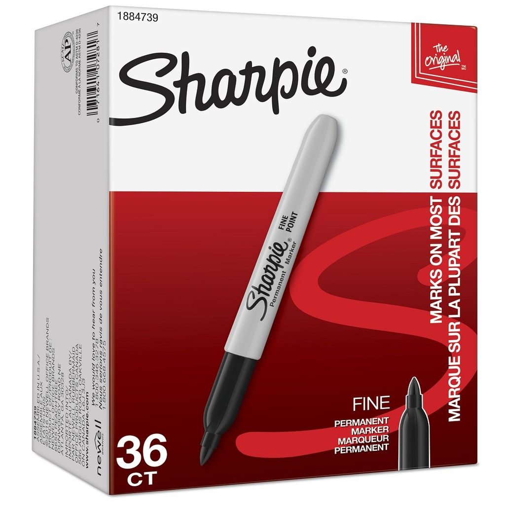 36ct Fine Point Black Sharpie Permanent Markers Box