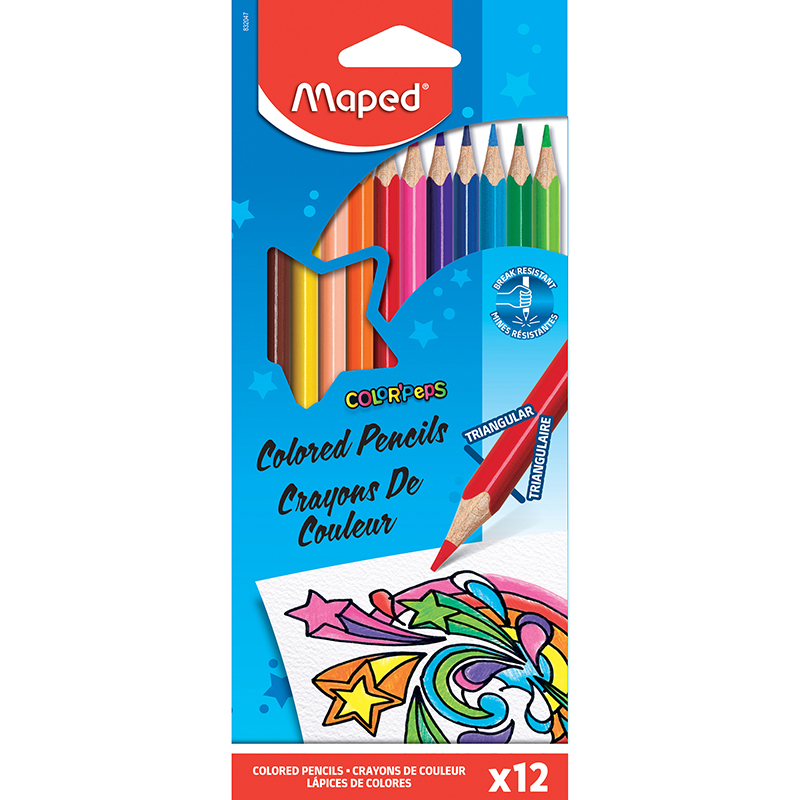 Color'Peps Triangular Colored Pencils, Pack of 12