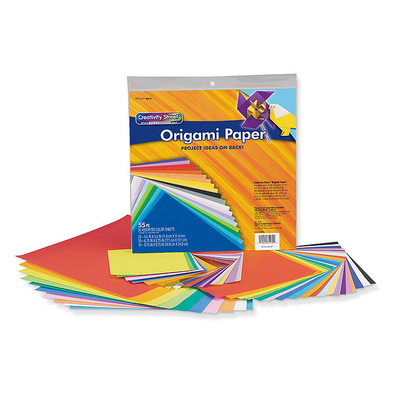 Origami Paper, Assorted Colors, up to 9-3/4" x 9-3/4", 55 Sheets