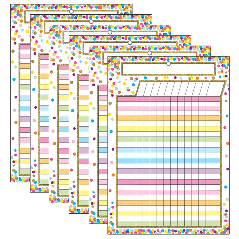 Smart Poly Chart, Confetti Dry Erase Incentive Chart, Pack of 6