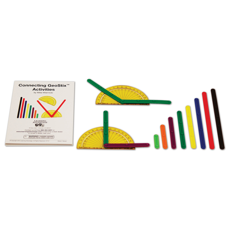 GeoStix Basic Set - 80 Construction Sticks - 24 Activity Cards - 2 Protractors